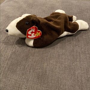 TY Beanie Baby - Bruno the Bull Terrier Dog - NWT! vintage toys toy plush babies
